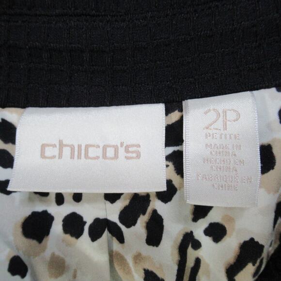 Chicos Blazer Jacket Womens Size 2P Black Textured Full Zip Classic Work NEW - Picture 2 of 8
